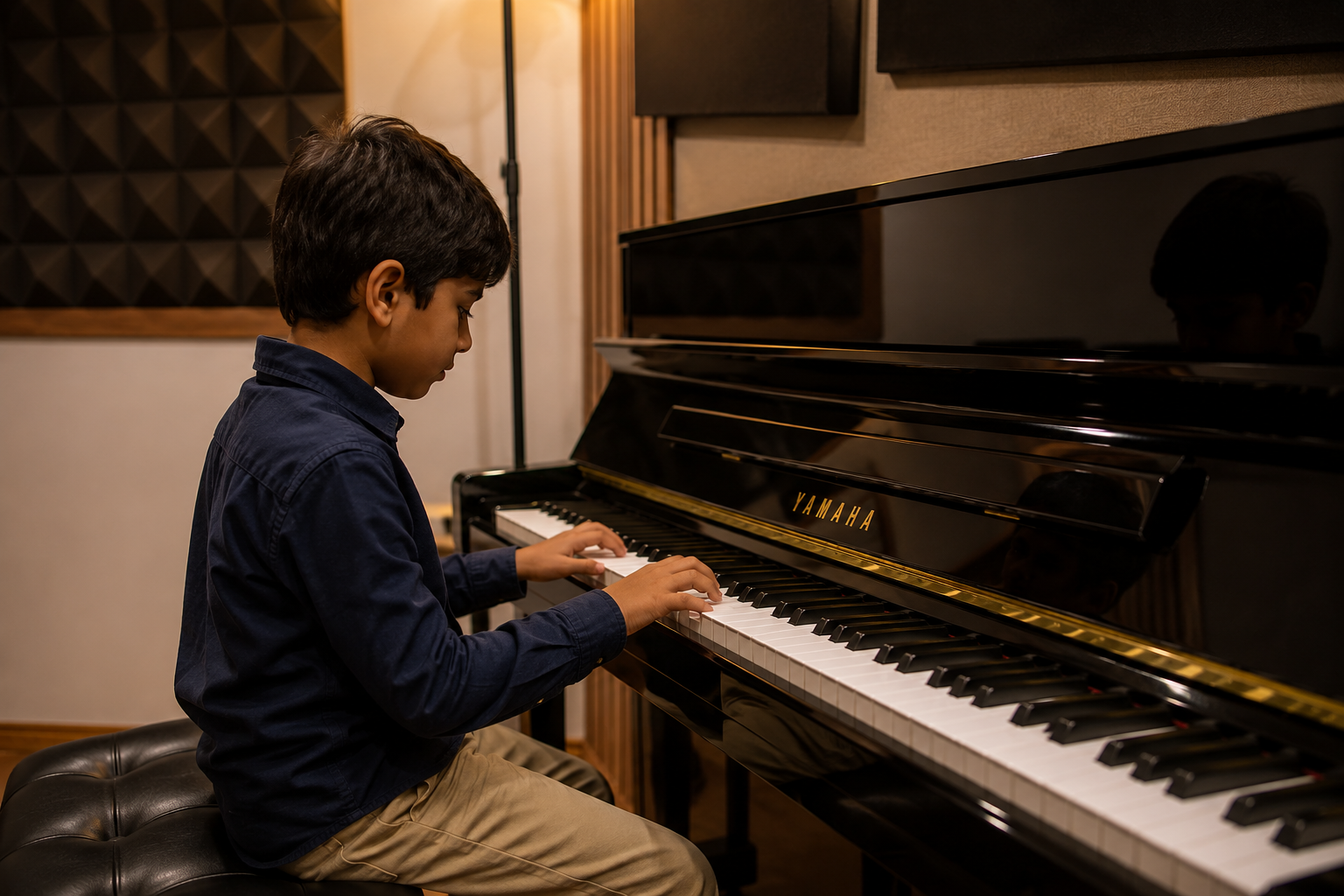 Kid playing piano at Symphony School